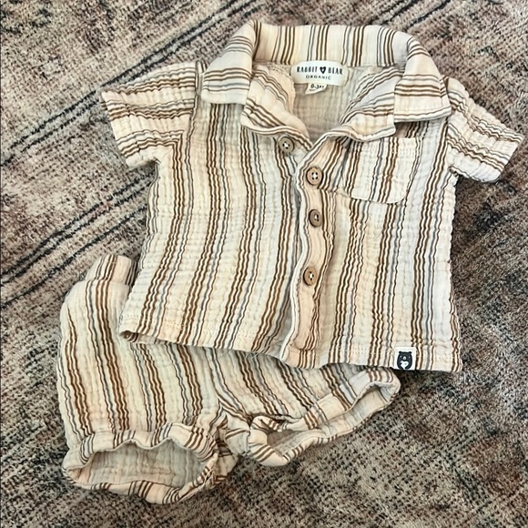 Rabbit + Bear Striped Baby Outfit - Picture 1 of 1